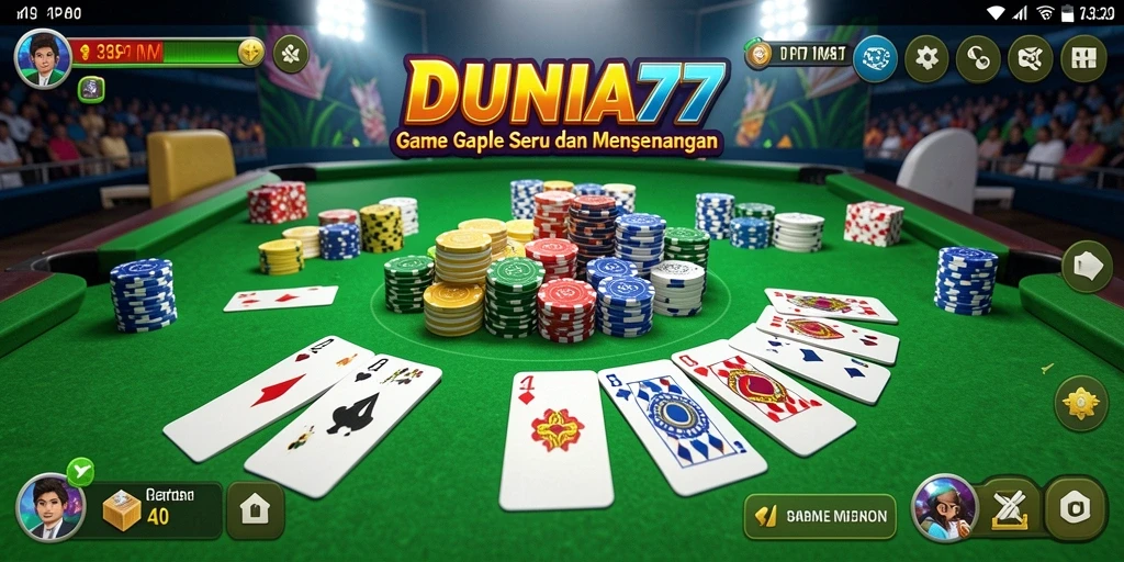 Screenshot menampilkan gameplay seru DUNIA77 Gaple.