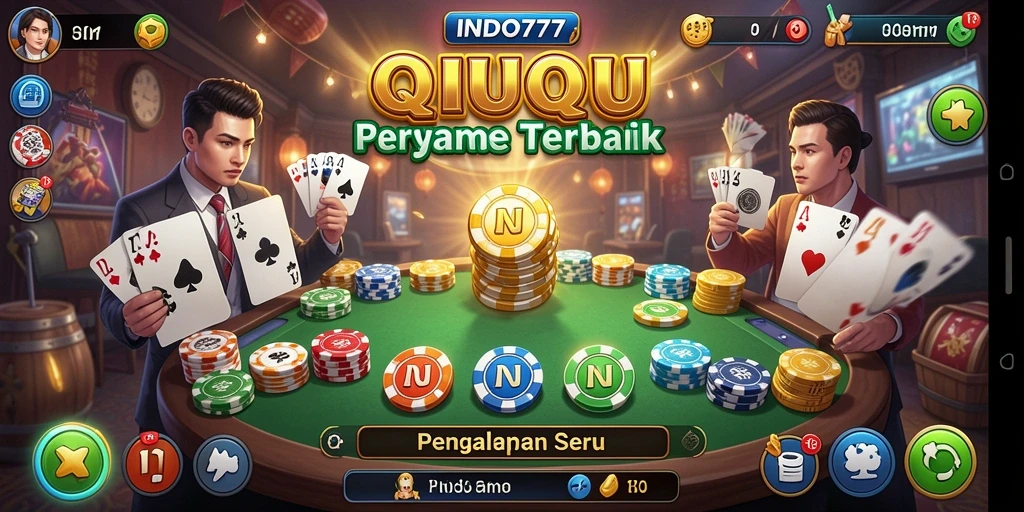 Tampilan screenshot utama INDO777 yang menampilkan gameplay QiuQiu yang seru.