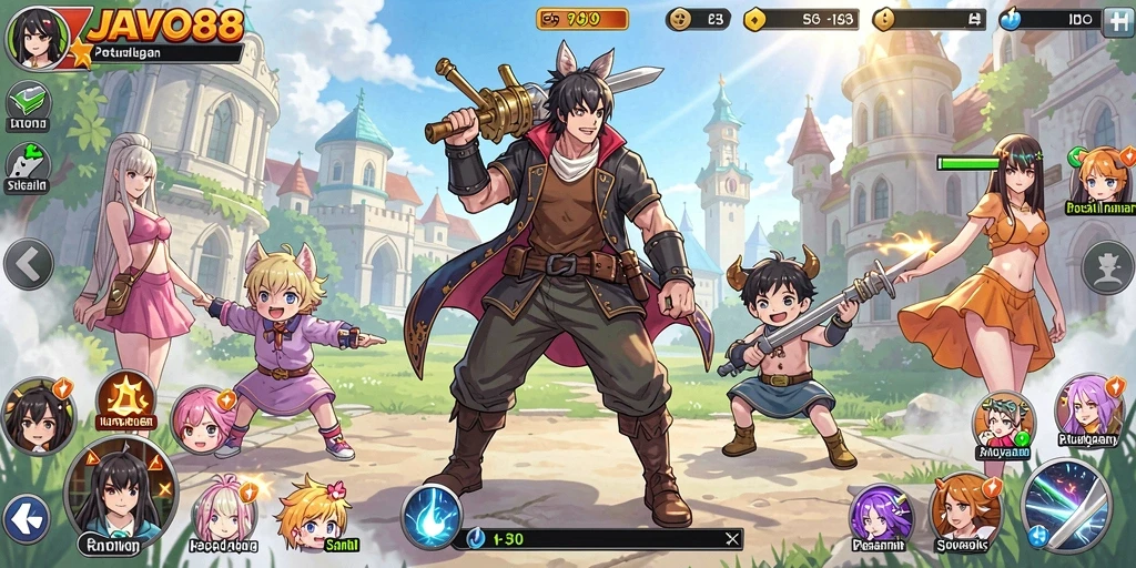 Menampilkan karakter anime dalam aksi seru di JAVO88.