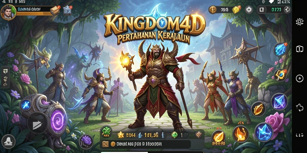 Tangkapan layar gameplay KINGDOM4D menampilkan aksi menegangkan dalam Tower Defense.
