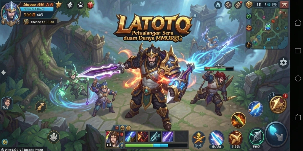 Tangkapan layar LATOTO menampilkan aksi pertempuran seru di dunia MMORPG.