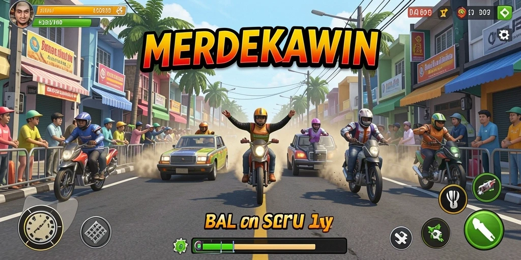 Tampilan balapan seru dalam MERDEKAWIN dengan kendaraan yang bertenaga.