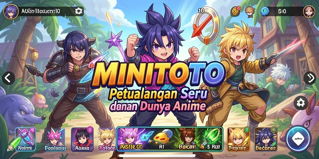 Tangkapan layar gameplay seru MINITOTO dengan karakter Anime menawan.