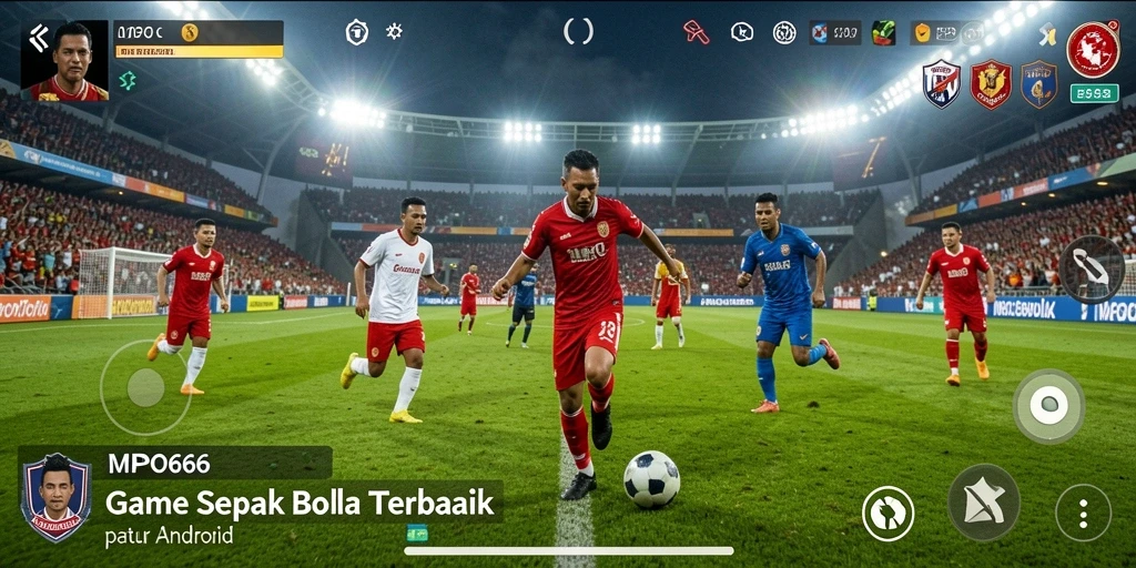Tangkapan layar MPO666 menampilkan aksi permainan sepak bola yang intens.