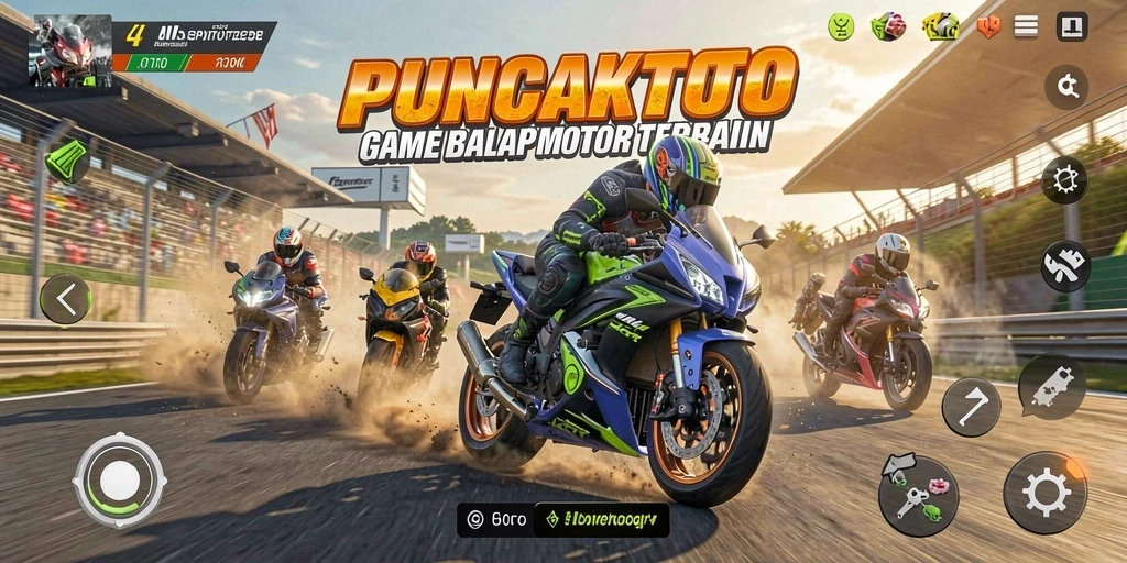 Gameplay PUNCAKTOTO yang mendebarkan dalam balapan motor.