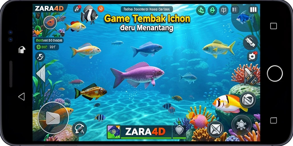 Screenshot menampilkan aksi seru dalam gameplay Tembak Ikan.